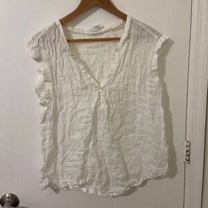 GAP | Women’s White Sleeveless Linen Blouse Top | Size Medium